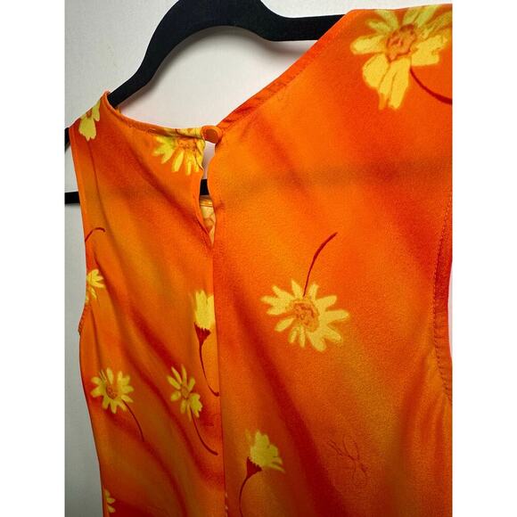 Vintage 90s My Michelle Orange Floral A-Line Dress Size 9/10 Coquette Retro Y2K - Picture 5 of 10